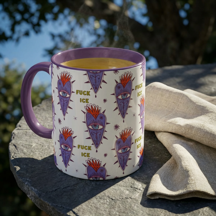 Bold Punk Eye Cone Pattern with “F*** Ice” Coffee Mug