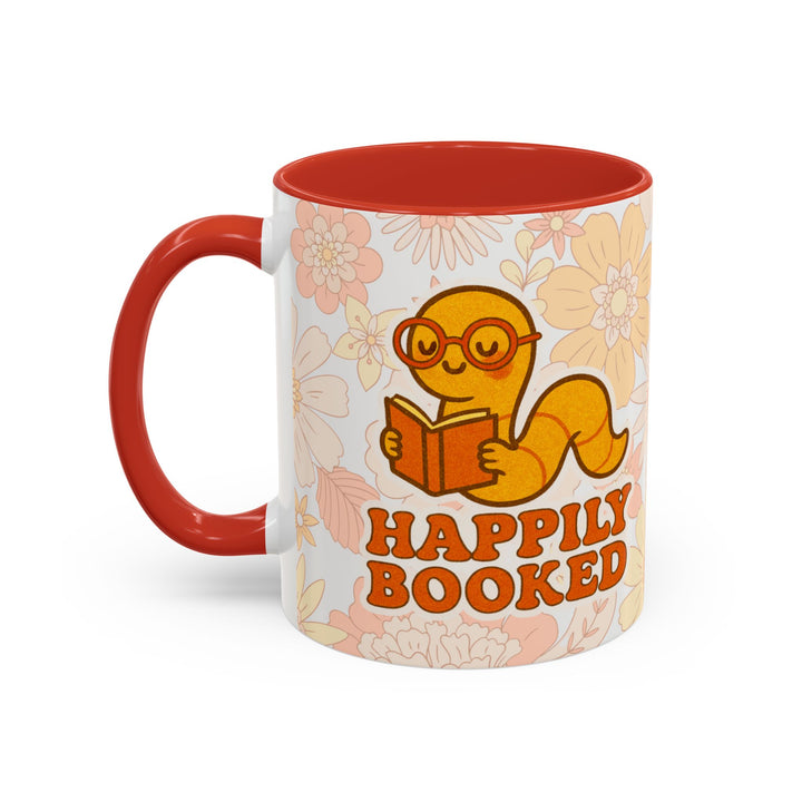 Happily Booked Mug - Retro 70s Book Lover Coffee Cup for Readers, Librarians, Teachers, Cozy Gift for Bookworms - Free Shipping