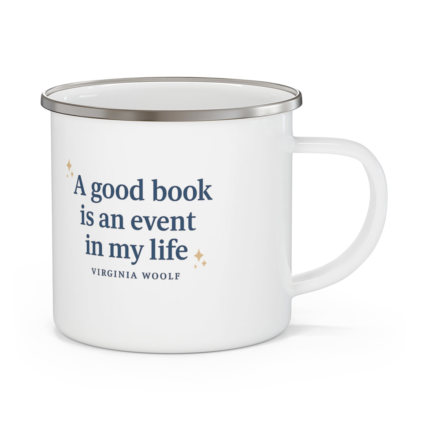 Virginia Woolf Enamel 12 oz Mug - A Good Book Is an Event
