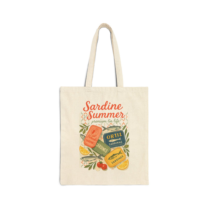 Sardine Summer Tote - Vintage Tin Can Art Canvas Bag for Foodies, Coastal Market Trips, Mediterranean Kitchen Vibes - Free Shipping