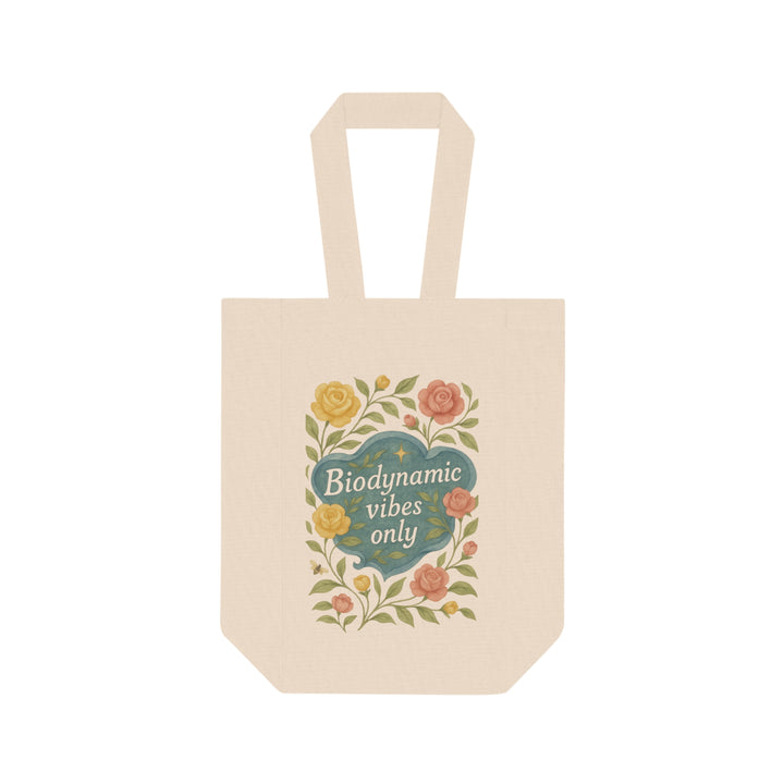 Wine Tote Bag - Biodynamic Vibes Only - Floral Bag for Natural Wine Lovers, Cottagecore Eco Gift for Slow Living - Free Shipping